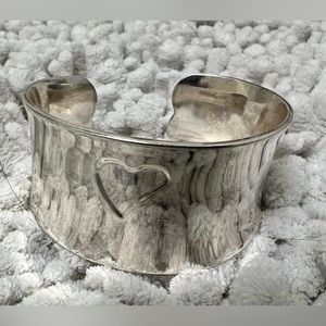 Silver Bracelet with Embossed Hearts